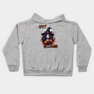 Spooky Witch Happy Halloween Kids Hoodie